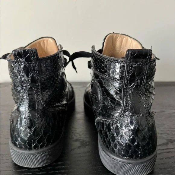 Christian Louboutin Black Python High-Top Sneakers - Picture 4 of 6